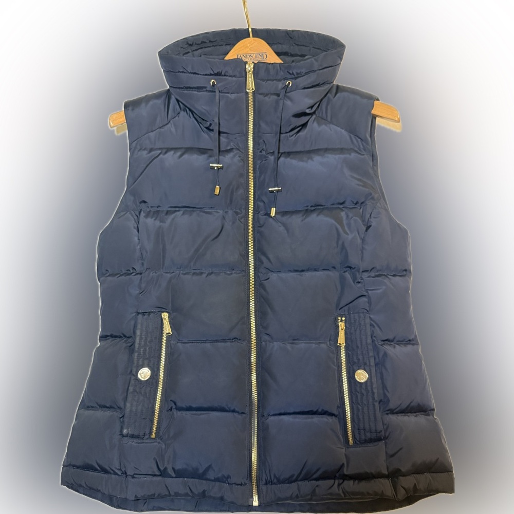 Michael Kors Navy Vest with Gold Accents